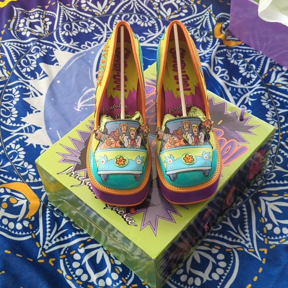Irregular Choice Scooby-Doo Heels in Purple, Yellow, and Teal - Picture 2 of 6